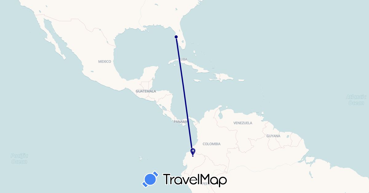 TravelMap itinerary: driving in Ecuador, United States (North America, South America)